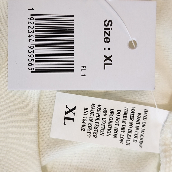 NWT Boutique Trust The Universe Cream Crop Short Sleeve Tee Size XL. T112 - Picture 5 of 5